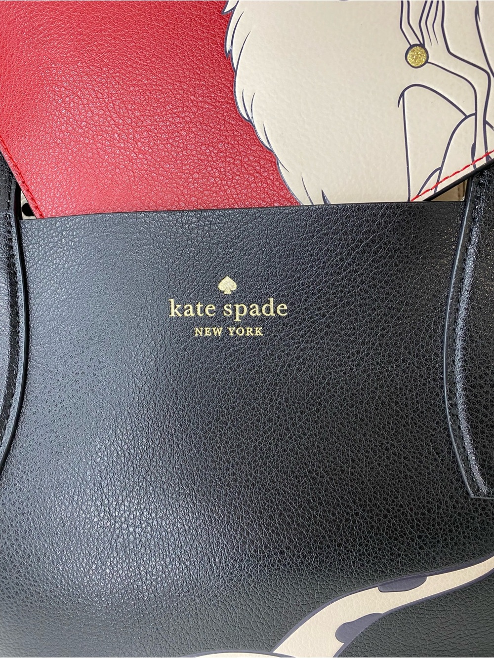 kate spade black Dalmatian tote with red Cruella pouch - Picture 3 of 14